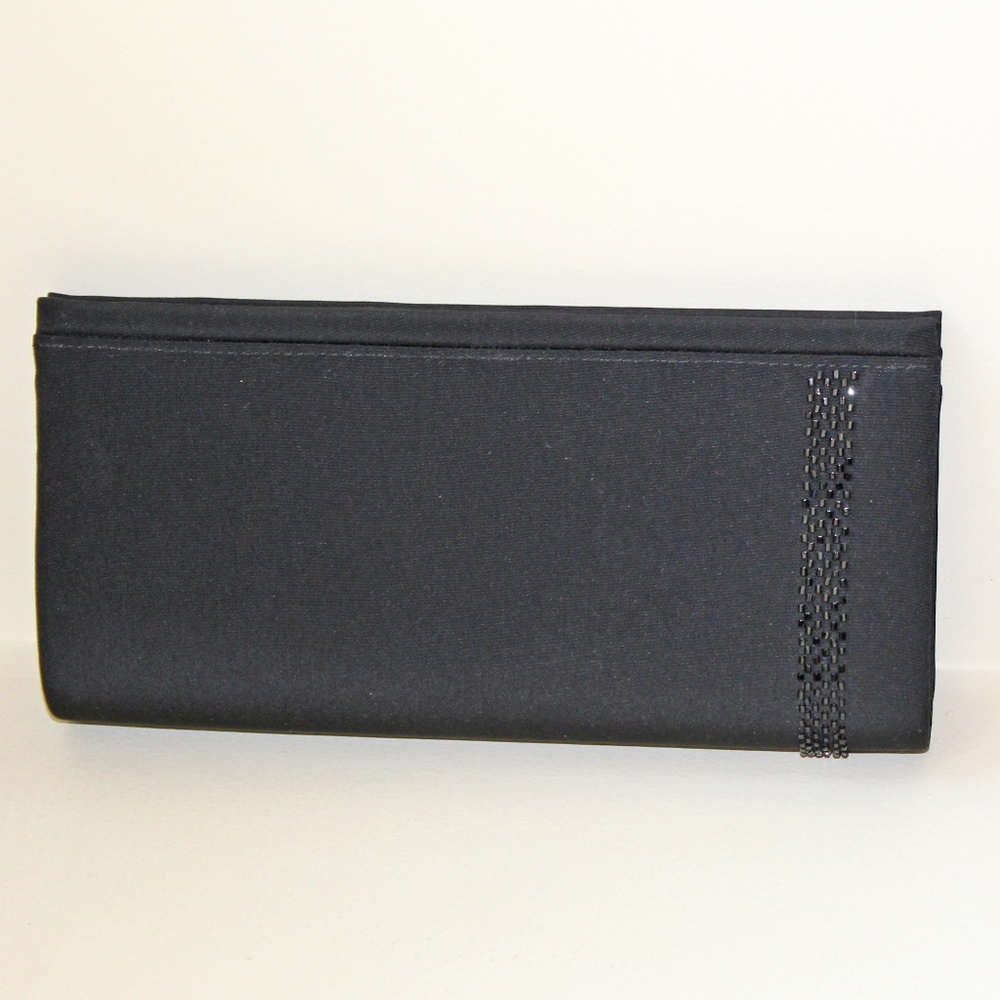 Black clutch with beaded decoration EUC